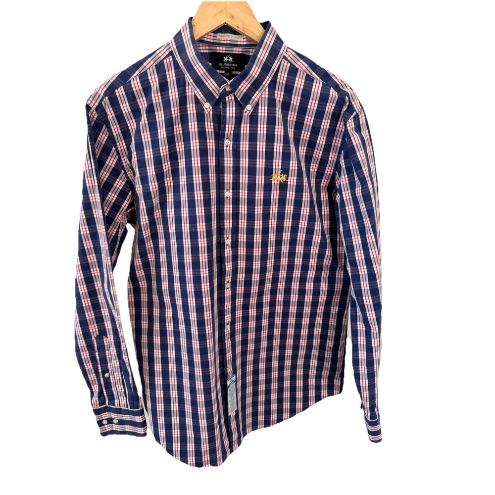 La Martina Buenos Aires Argentina Striped Long Sleeve Button Down Shirt Sz  M